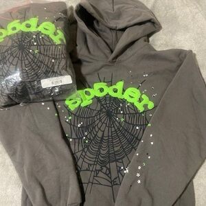 Sp5der Wait Web Hoodie (Slate Grey) SIZE M